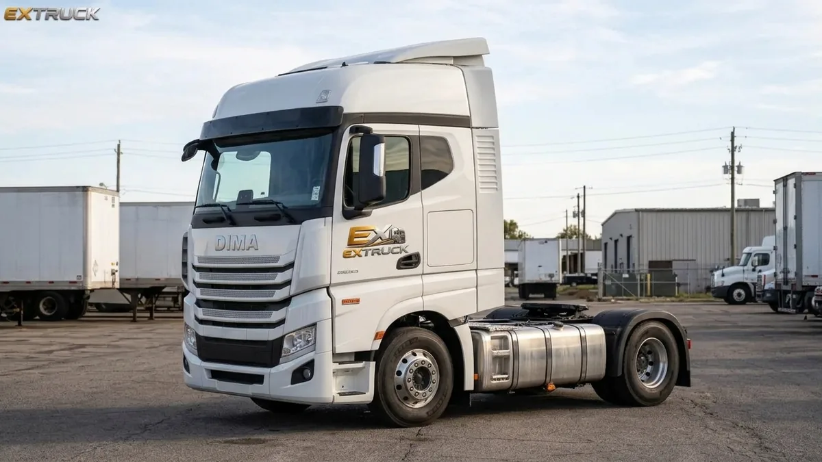 نمای بغل کشنده دیما با باک آلومینیومی در نور روز